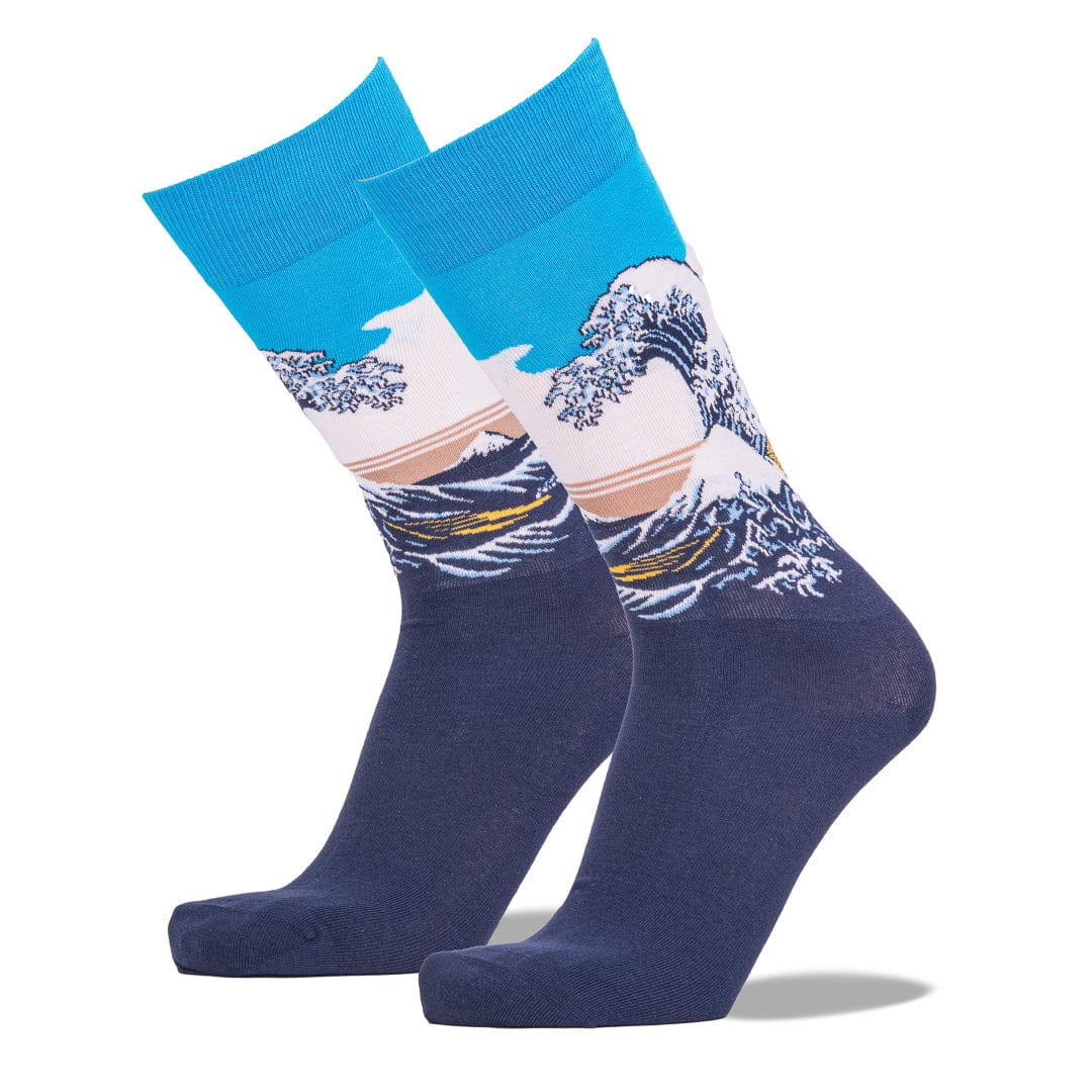 Hokusai’s Great Wave Men's Crew Socks Blue