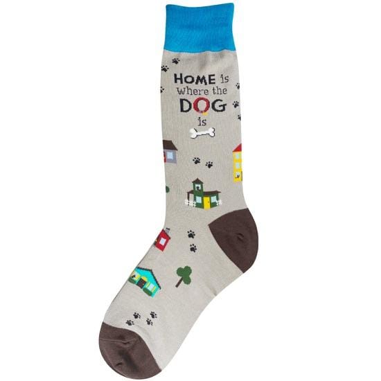 Home Is Where The Dog Is Men's Crew Socks Grey