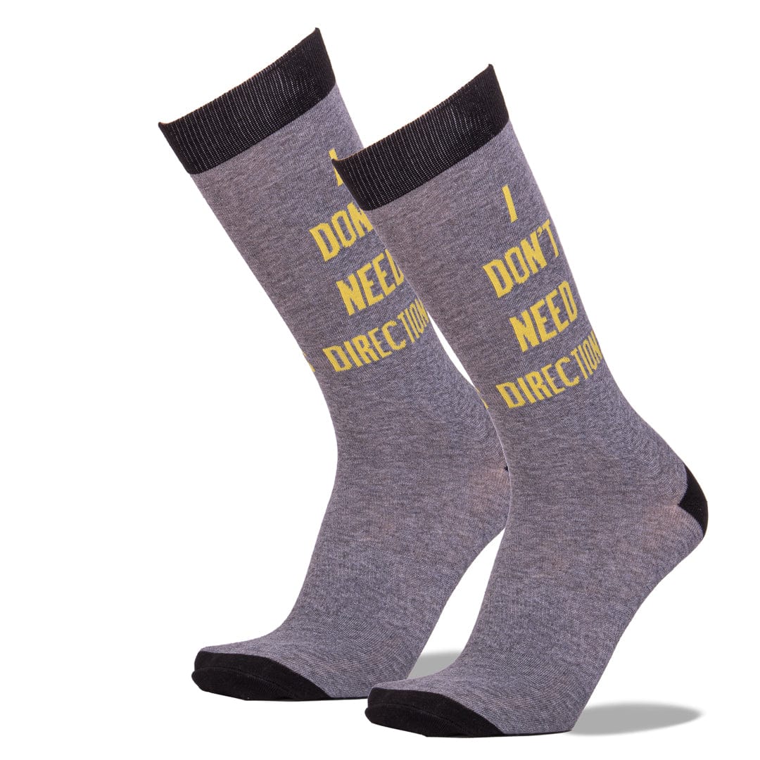 I Don&#39;t Need Directions Socks Men’s Crew Sock Grey