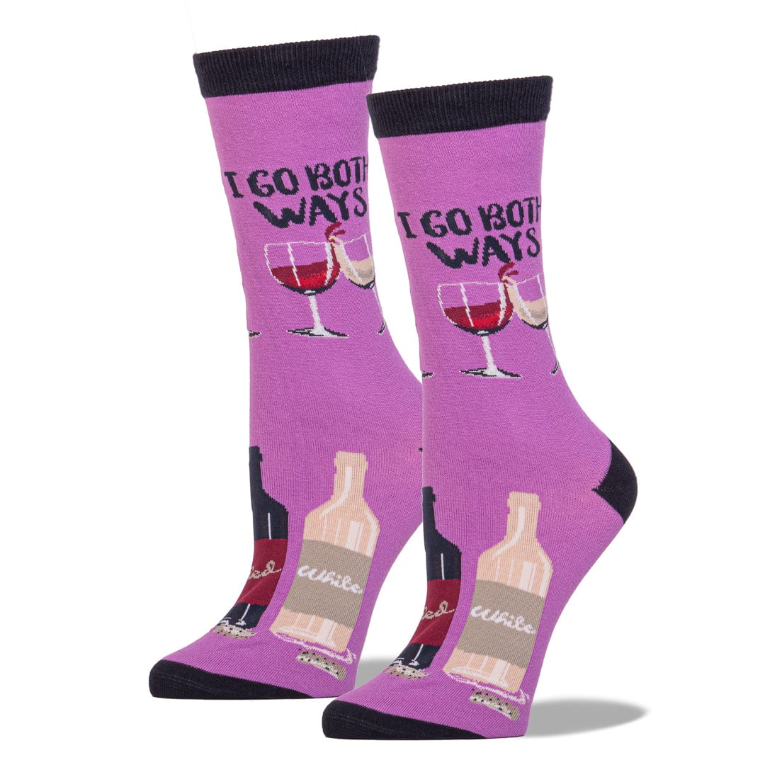 I Go Both Ways Women's Crew Sock Purple
