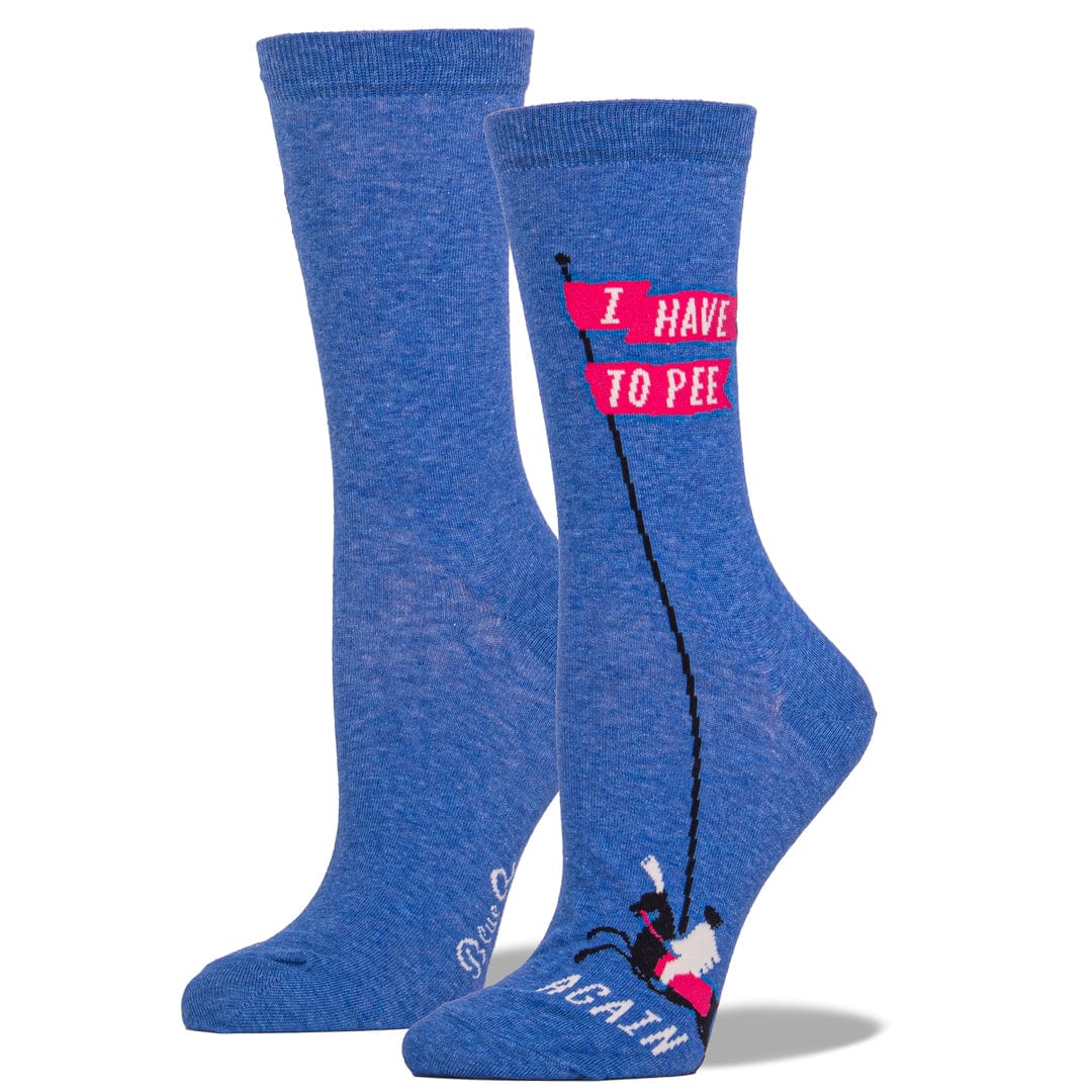 I Have to Pee Socks Women&#39;s Crew Sock blue