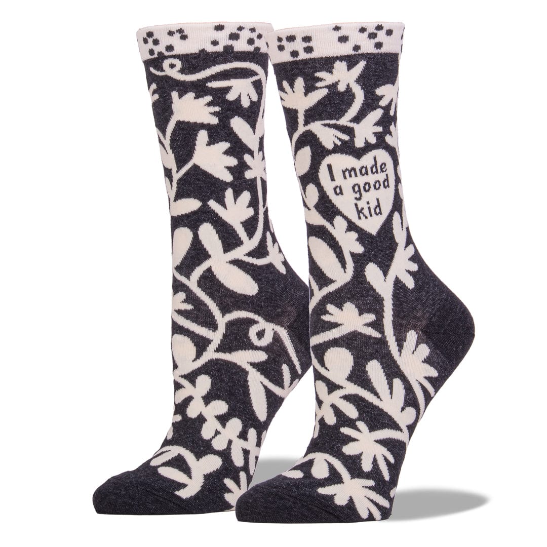 I Made A Good Kid Women's Crew Sock Black