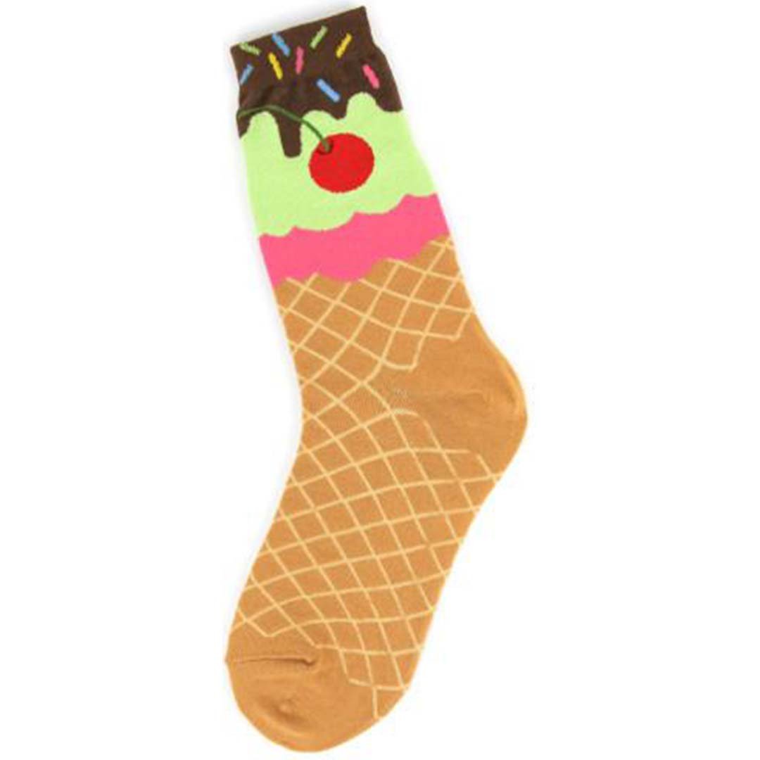 Ice Cream Cone Socks Women&#39;s Crew Sock yellow