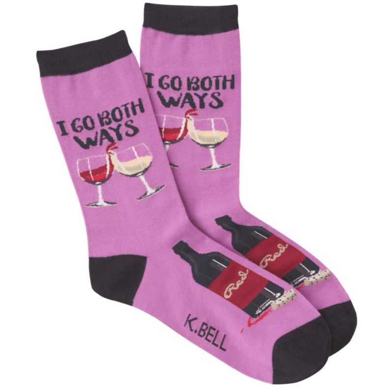 I Go Both Ways Women's Crew Sock Purple John's Crazy Socks