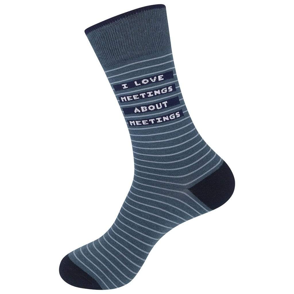 I Love Meetings About Meetings Unisex Crew Sock Black Stripe