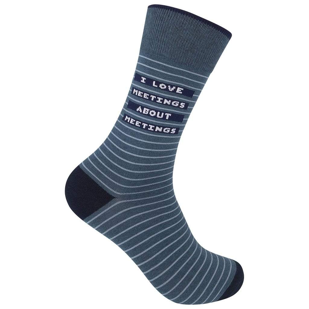 I Love Meetings About Meetings Unisex Crew Sock Black Stripe