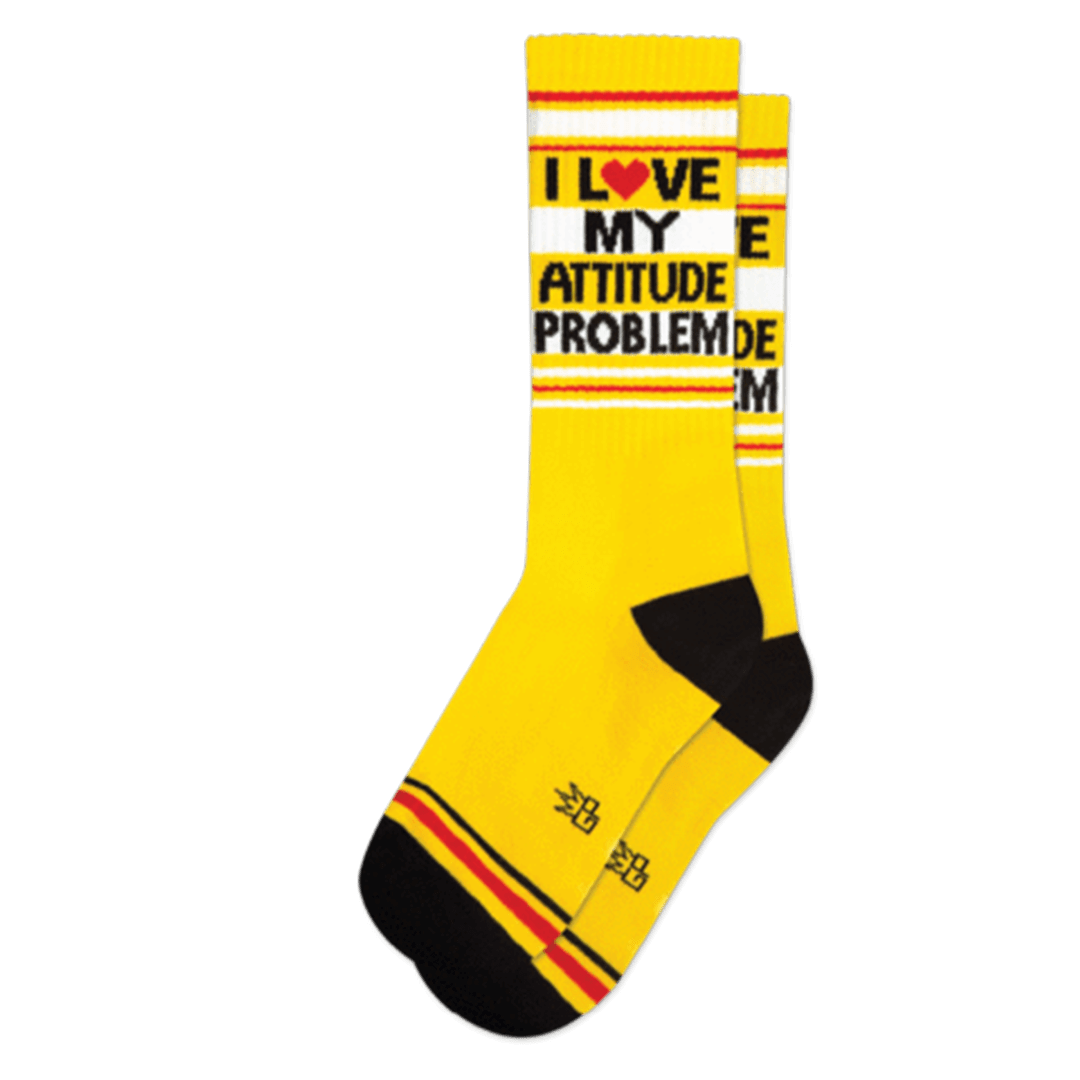 I Love My Attitude Problem Unisex Crew Sock Yellow