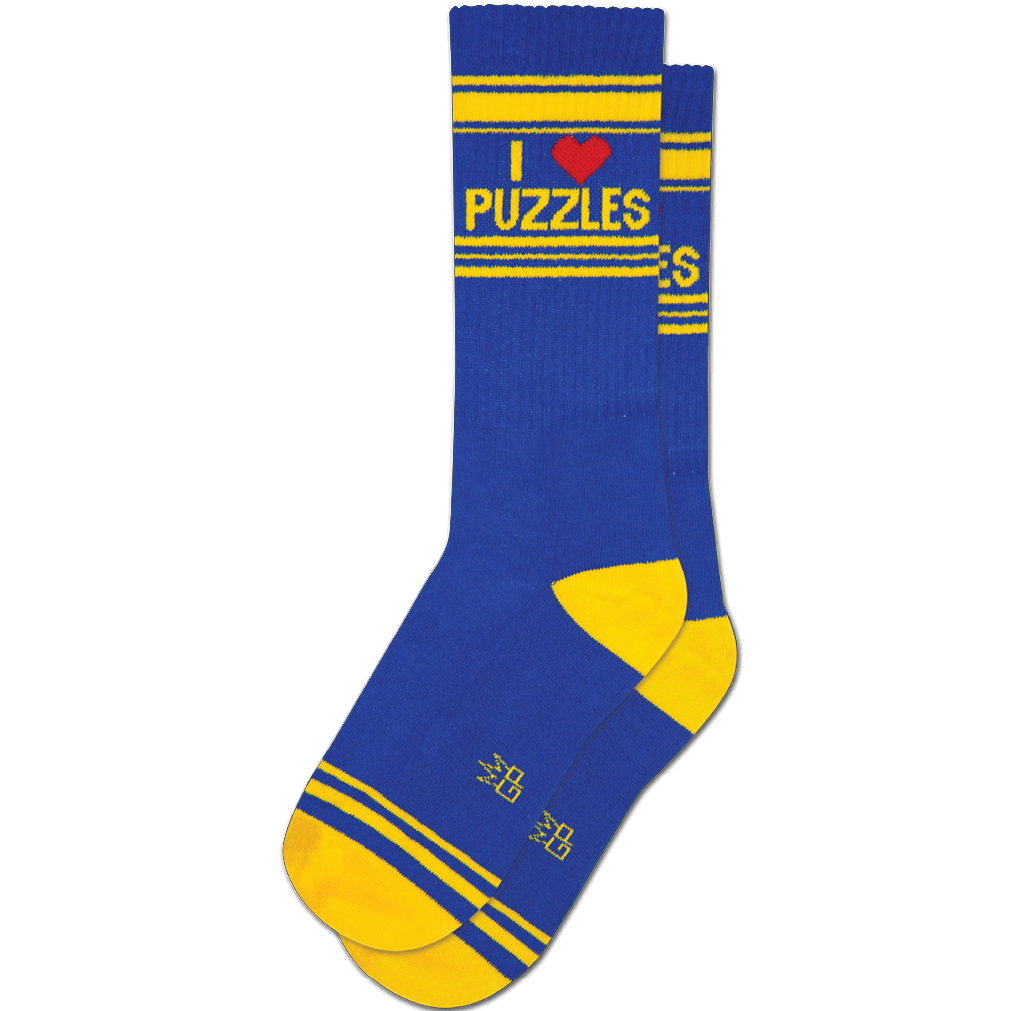 I Love Puzzles Unisex Crew Sock Blue