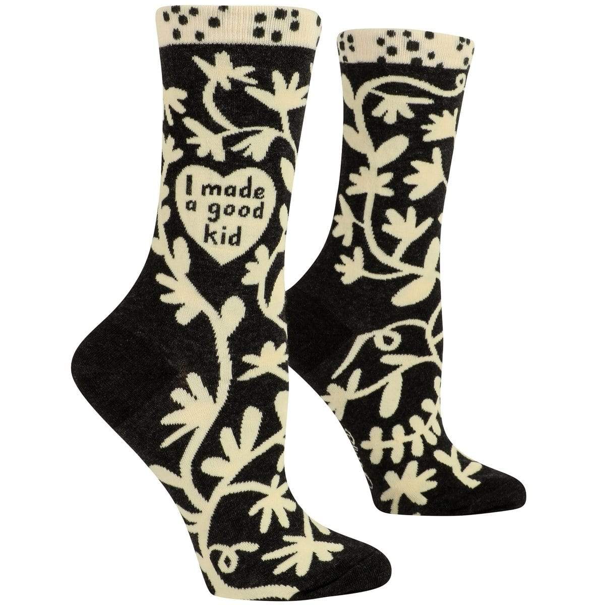 I Made A Good Kid Women's Crew Sock Black