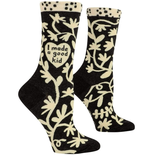 I Made A Good Kid Women's Crew Sock Black