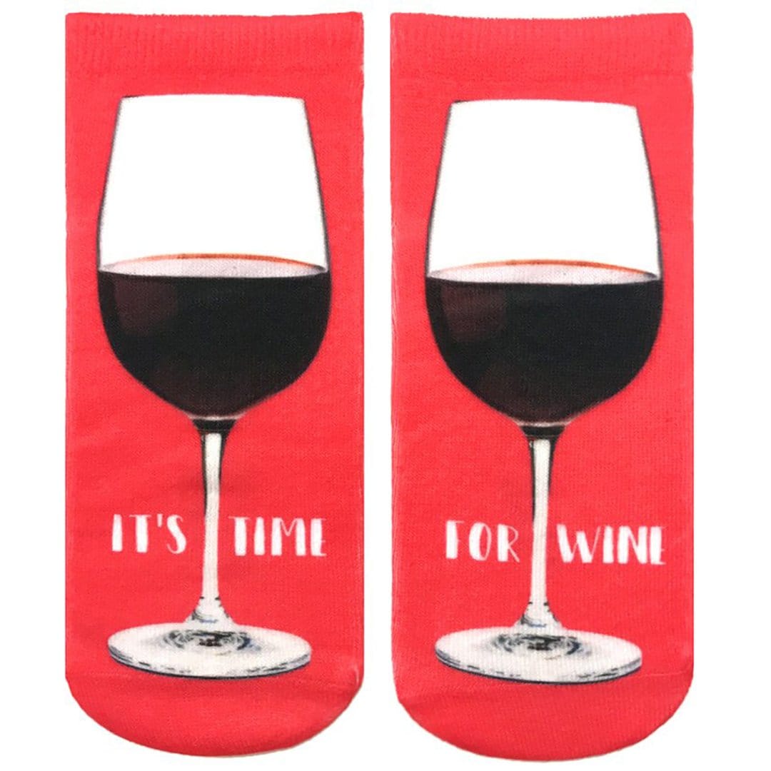 It's Time For Wine Ankle Socks Red