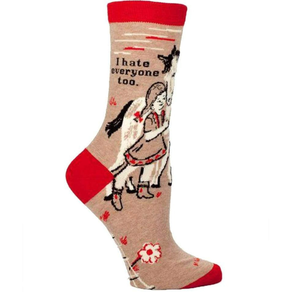 I Hate Everyone Too Socks Women's Crew Sock tan