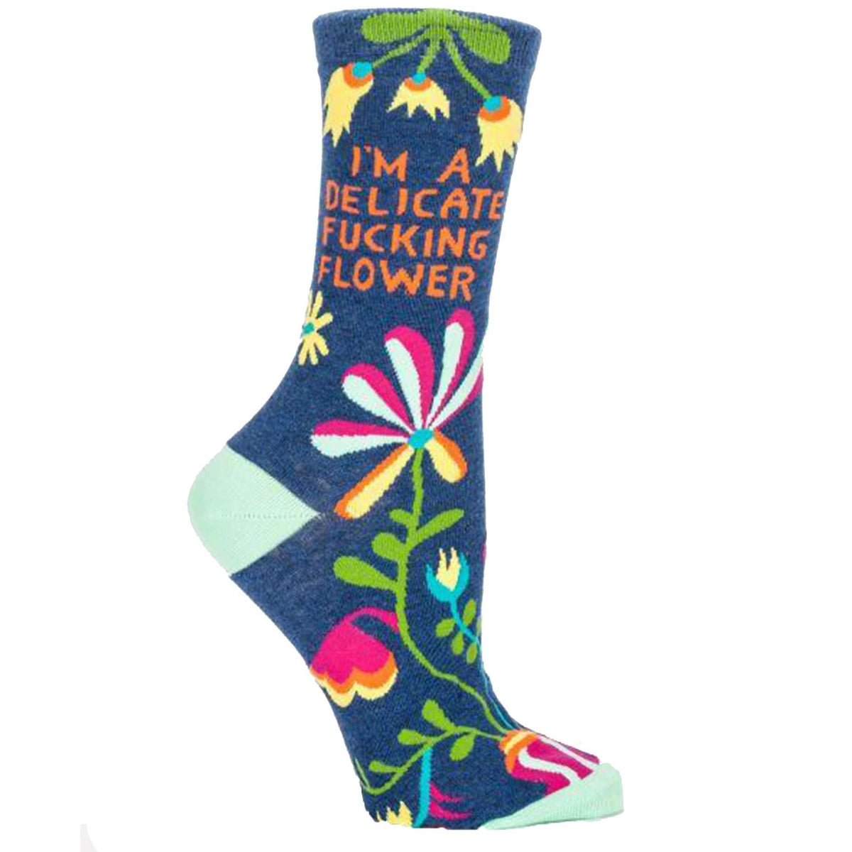 I&#39;m A Delicate Flower Socks Women&#39;s Crew Sock blue