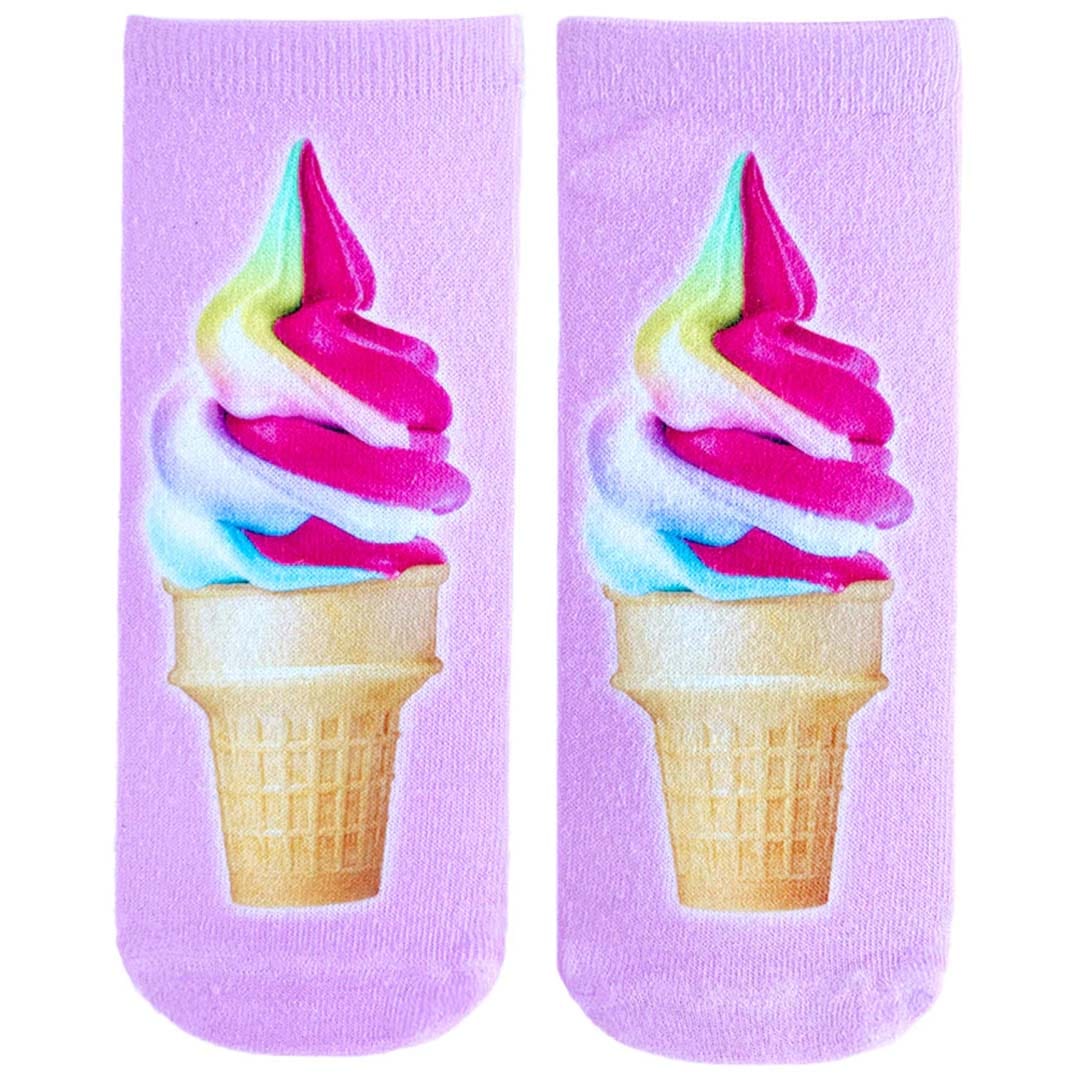 Ice Cream Cone Ankle Socks Pink