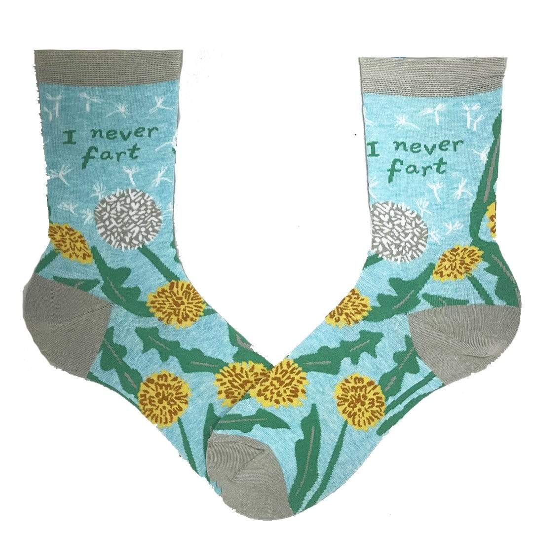 I Never Fart Socks Women's Crew Sock Blue