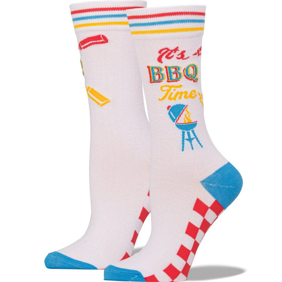 It’s BBQ Time Crew Sock Women's / White