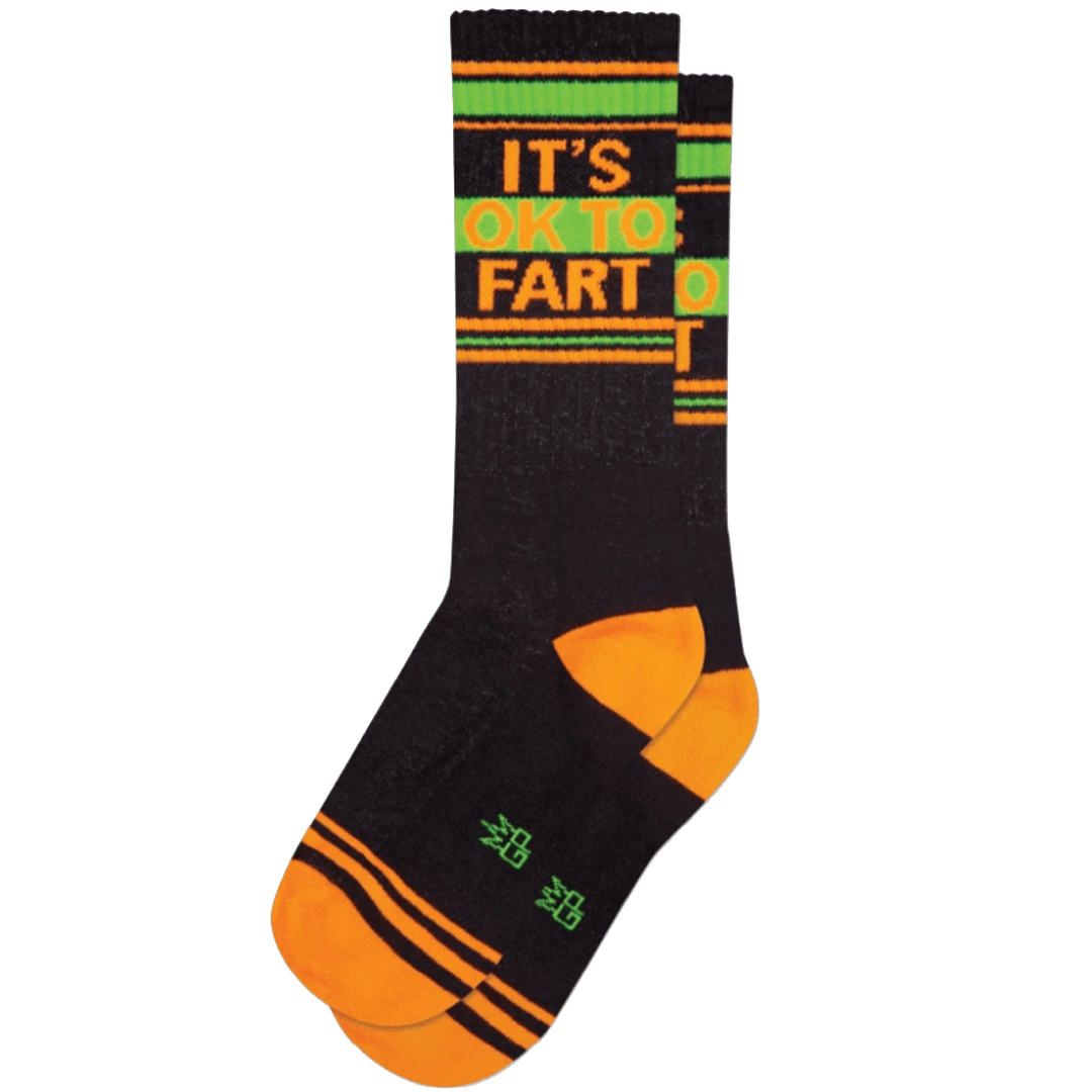 It's Ok To Fart Neon Unisex Crew Sock Black