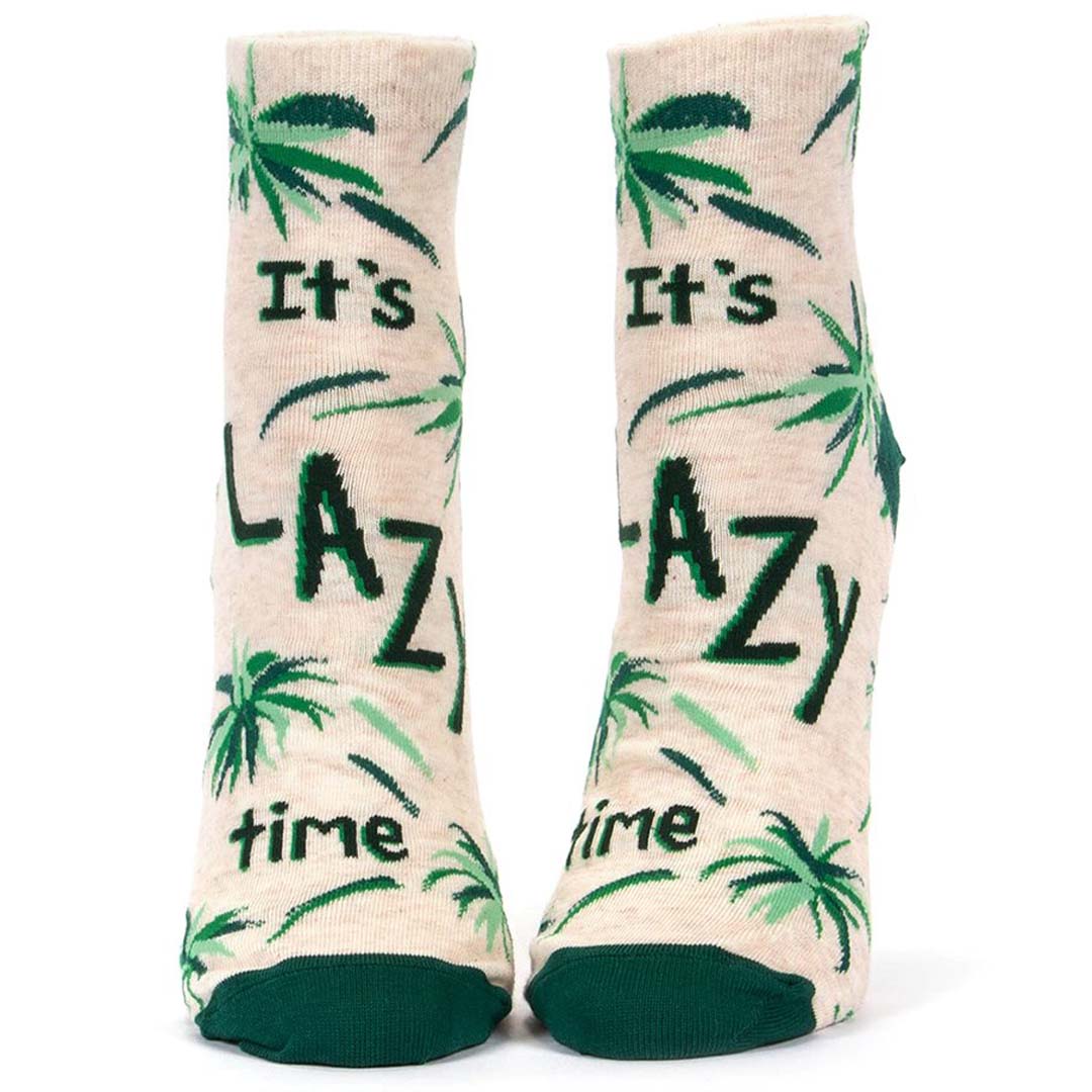 Its Lazy Time Women's Ankle Socks Green and Ivory