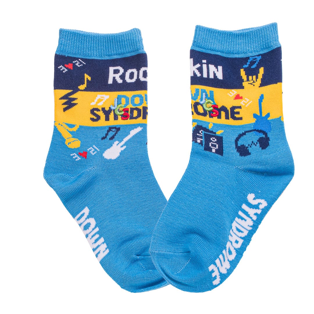 Rockin Down Syndrome Socks Junior Crew Sock Light Blue