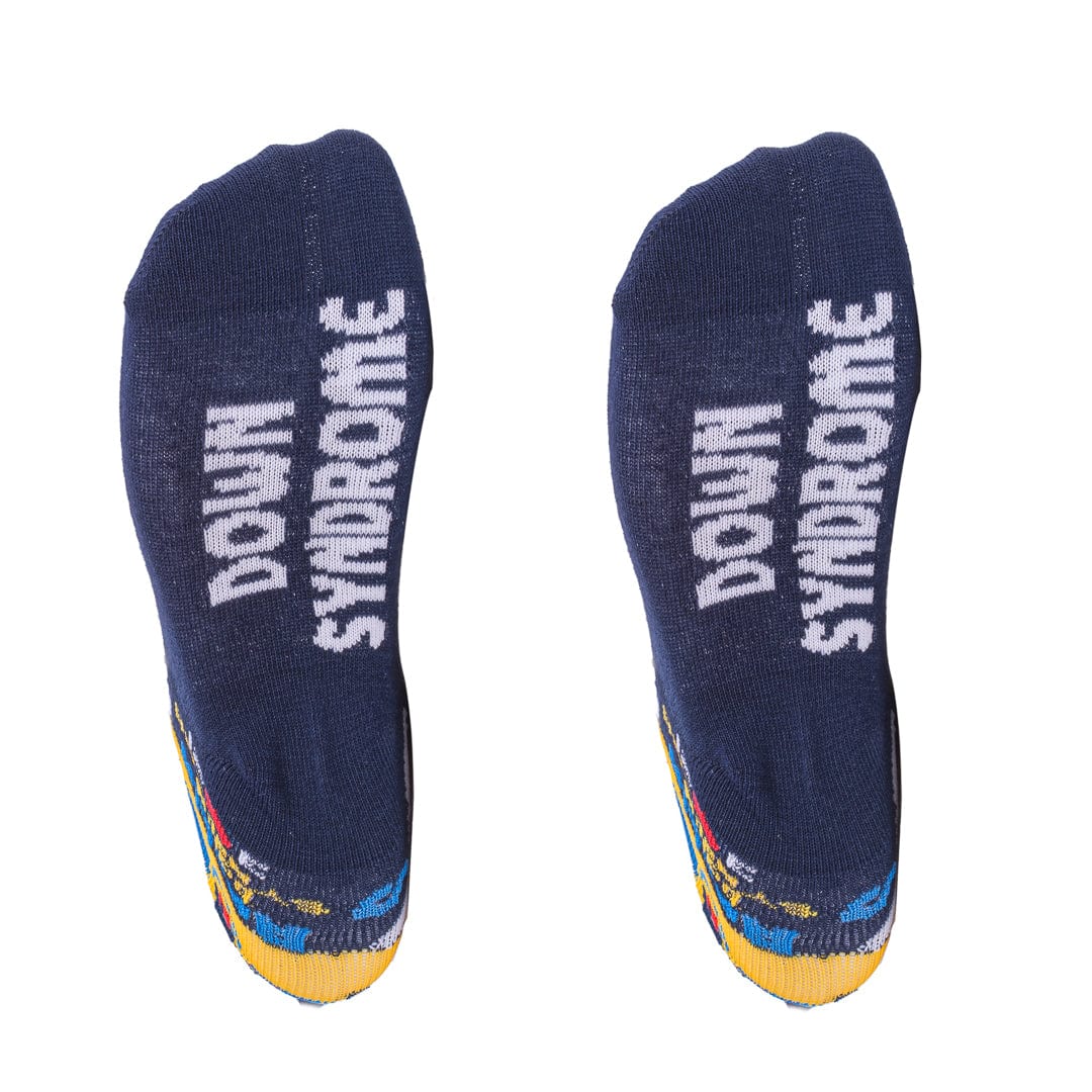 Navy Striped Rockin Down Syndrome  Socks Junior Crew Sock Navy