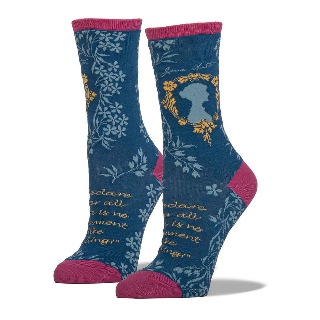 Jane Austen Socks Women&#39;s Crew Sock Blue