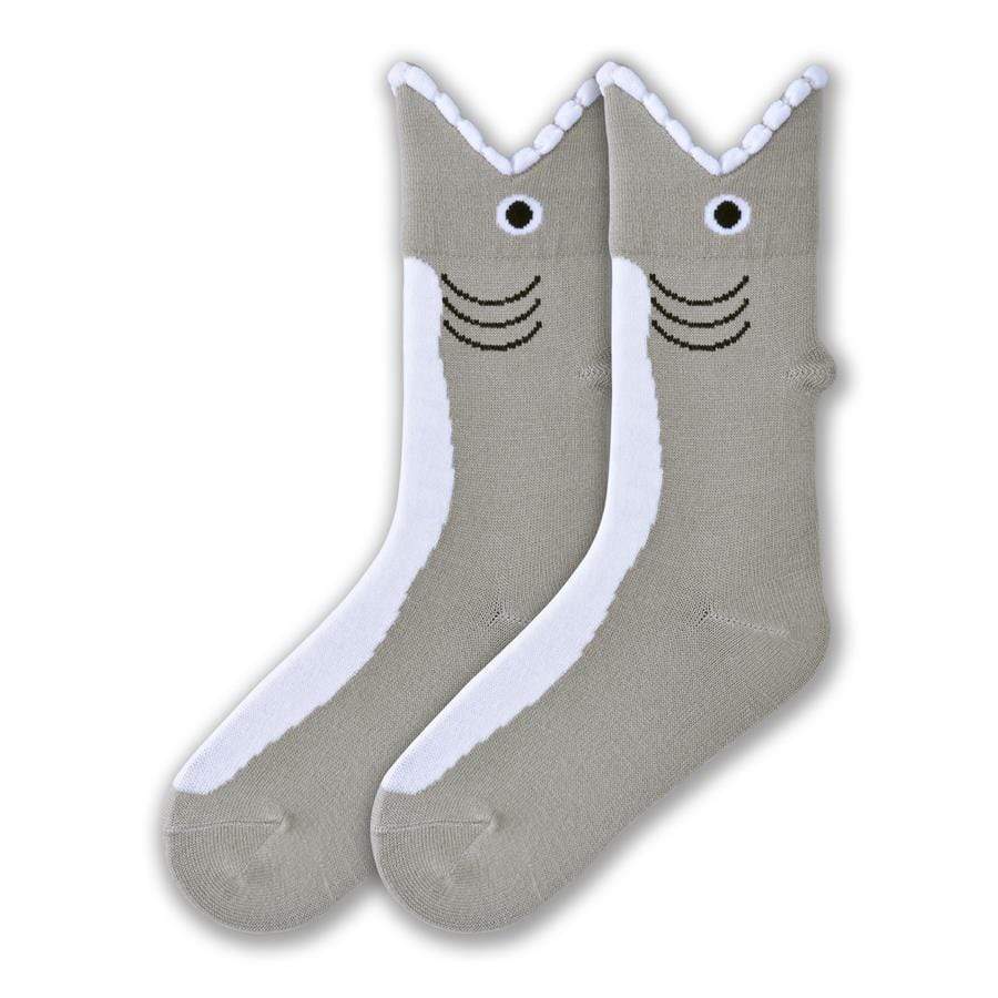 Wide Mouth Shark Socks Children's Crew Sock Grey