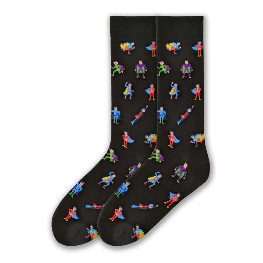 Super Hero Socks Men’s Crew Sock Black