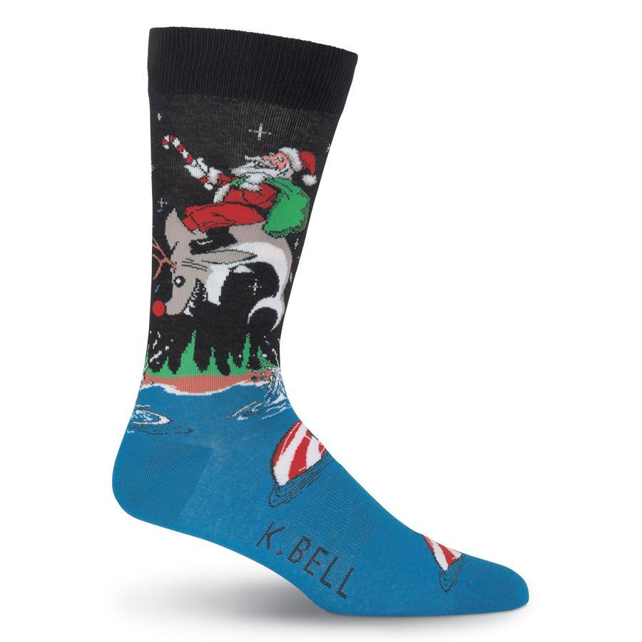 Santa Shark Men's Crew Socks Black