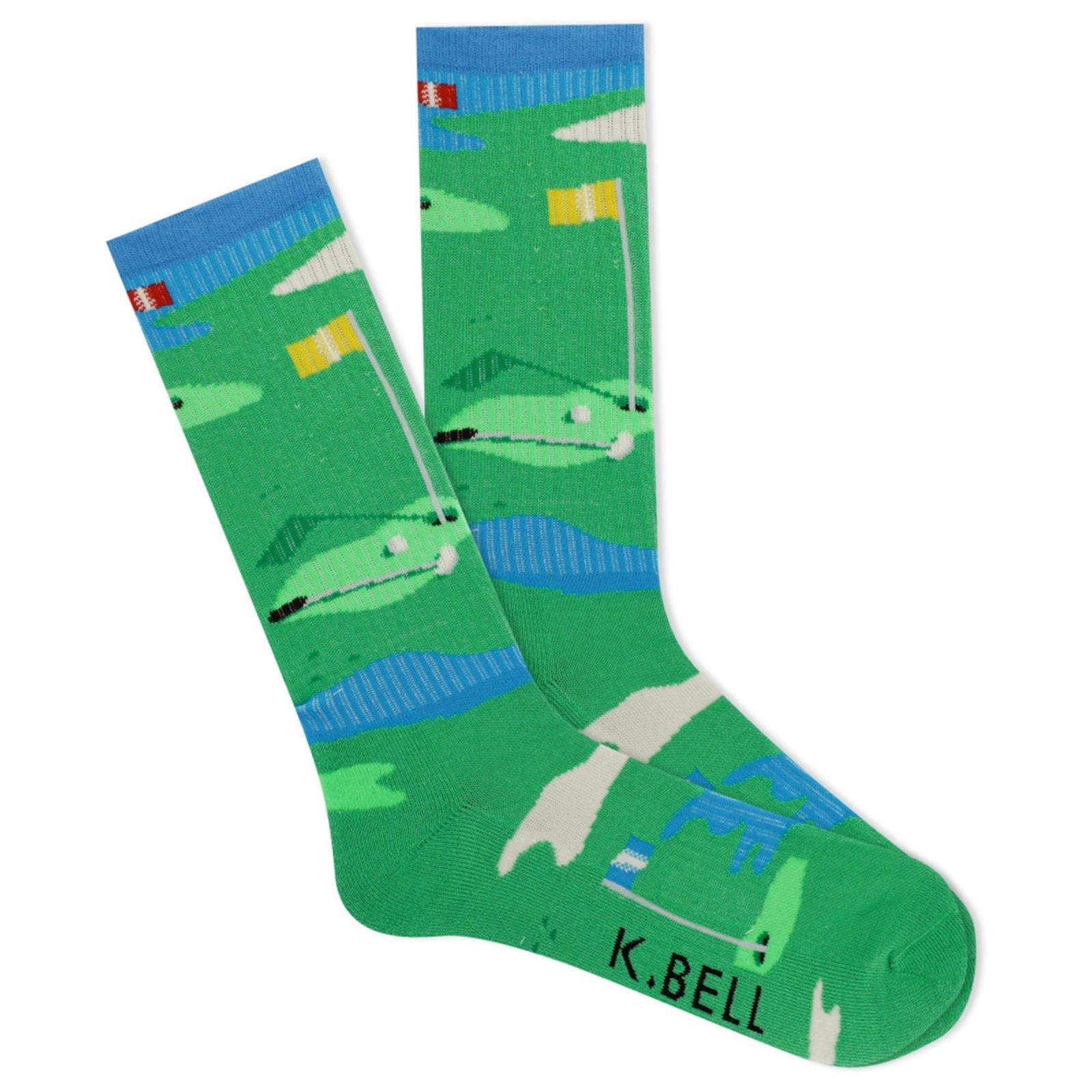 Golf Course Ribbed Men's Crew Sock Green