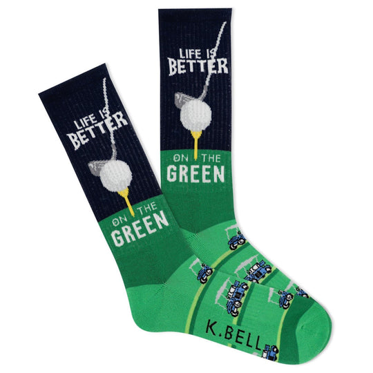 Better On The Green Men's Crew Socks Blue