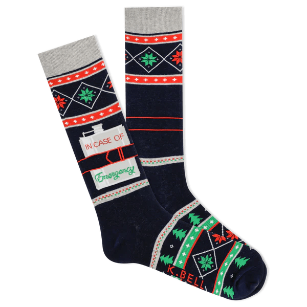 Xmas Flask Men's Crew Socks Blue