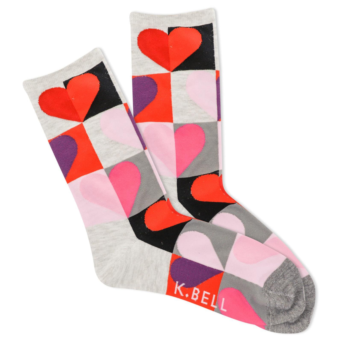 Heart Colorblock Women&#39;s Crew Socks Grey