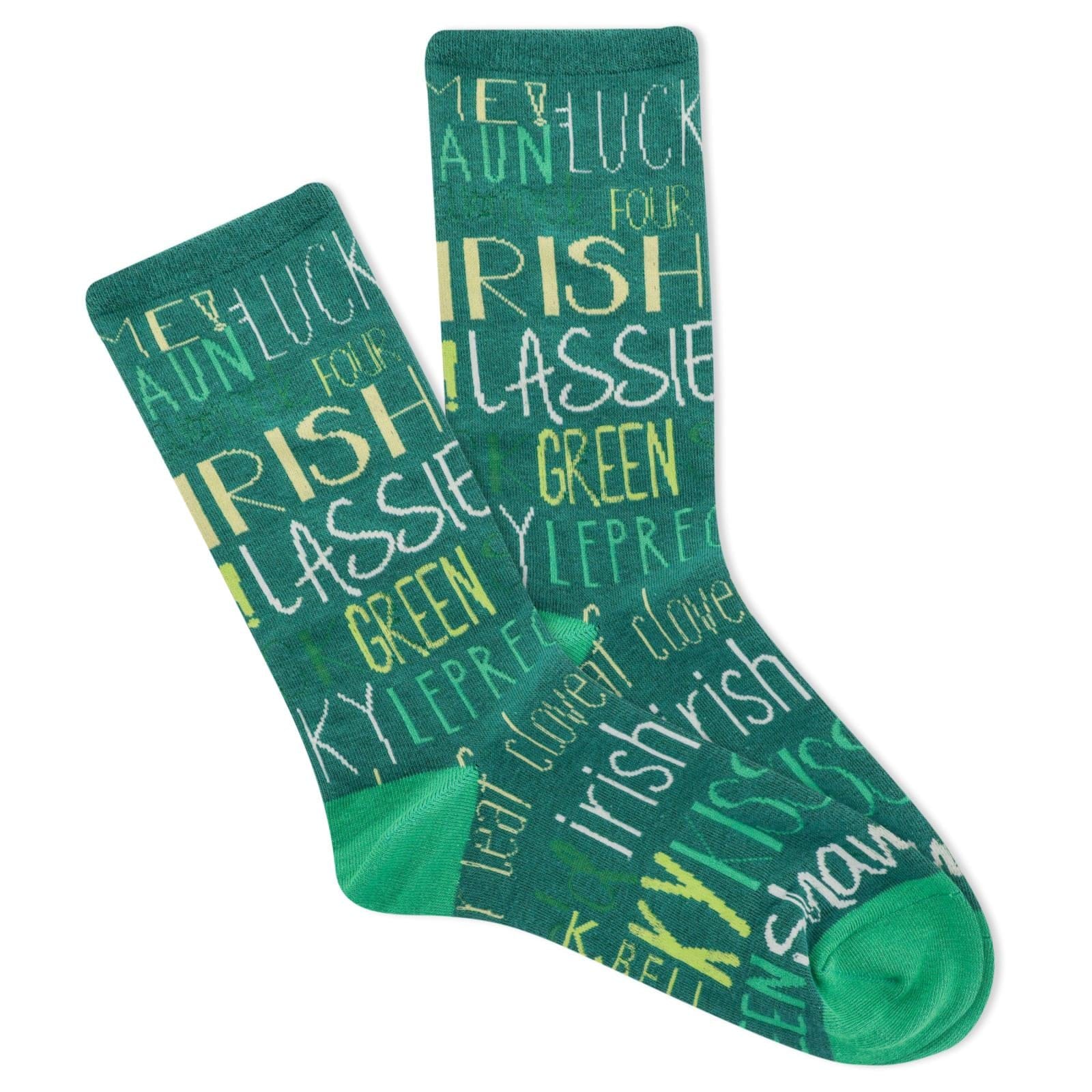 Lucky Words Women's Crew Socks Green
