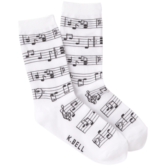 Making Music Women's Crew Sock Black and White