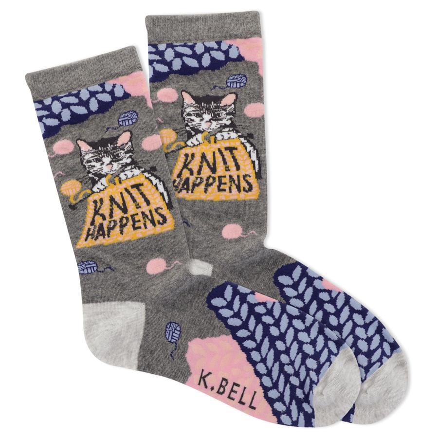 Knit Happens Women's Crew Socks Grey