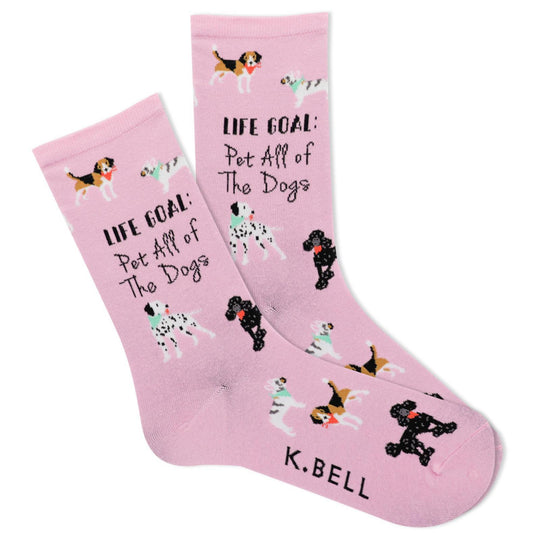 Life Goals Dogs Women's Crew Socks Purple