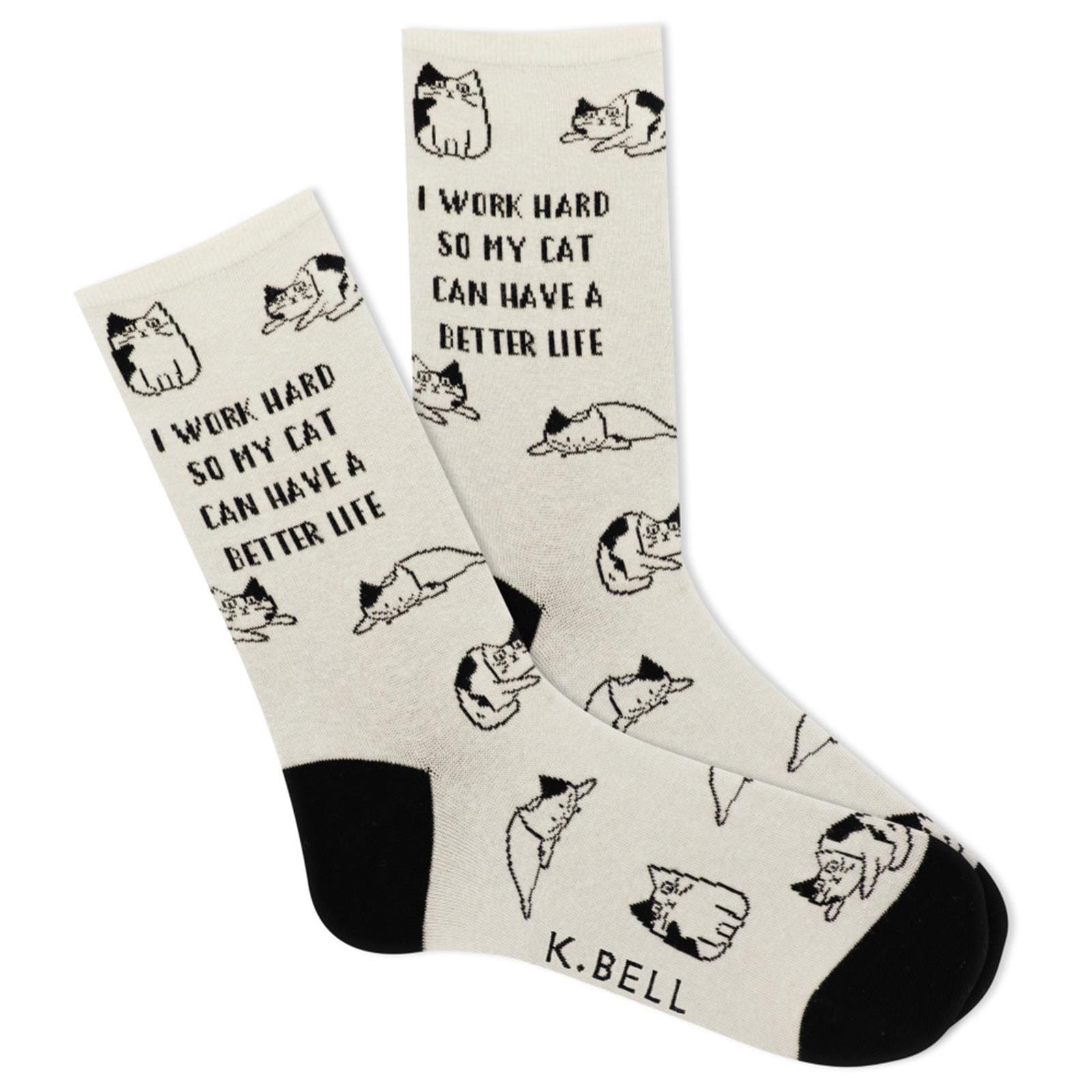 I Work Hard Women's Crew Socks Ivory