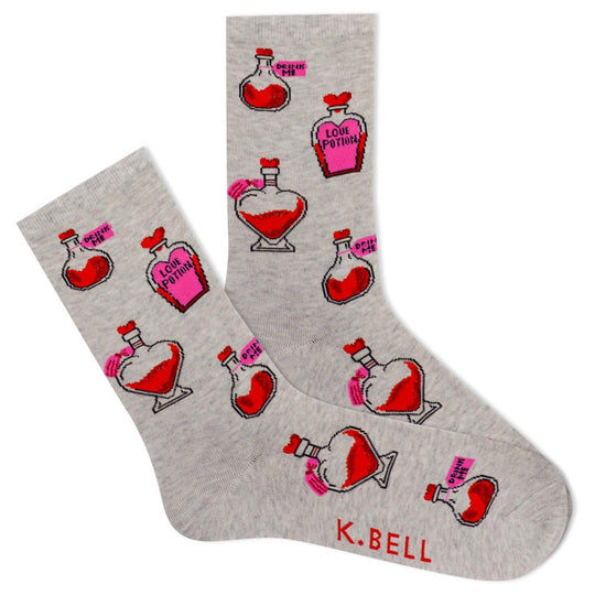 Love Potion Women's Crew Socks Grey