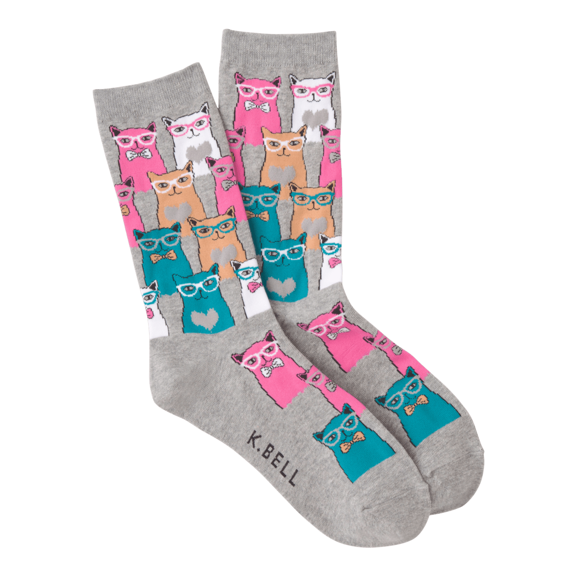 Grey Wise Smarty Cats Women's Crew Sock Grey