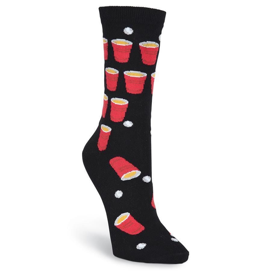 Beer Pong Socks Women&#39;s Crew Sock Black