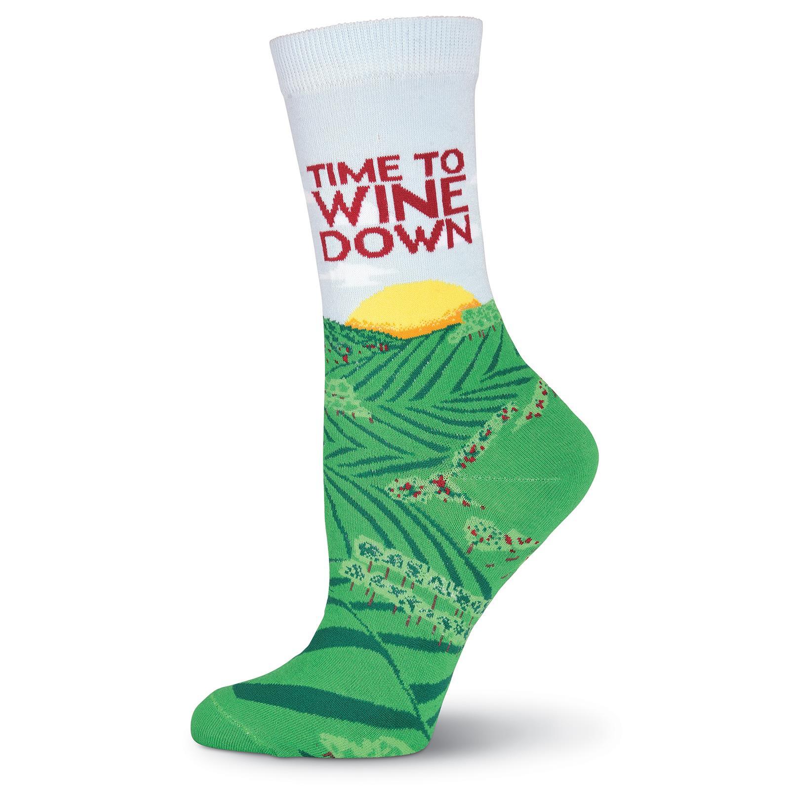 Wine Down Socks -Women's Crew Sock Multi