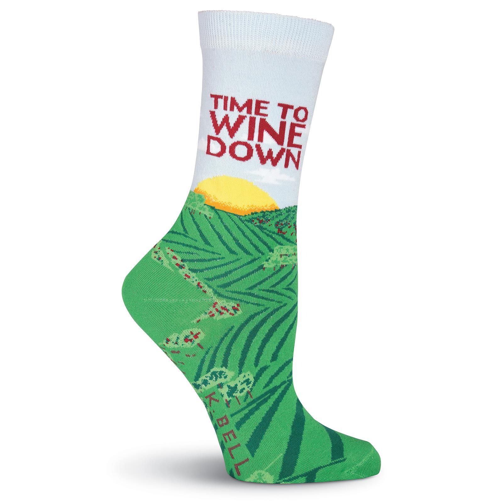 Wine Down Socks -Women's Crew Sock Multi