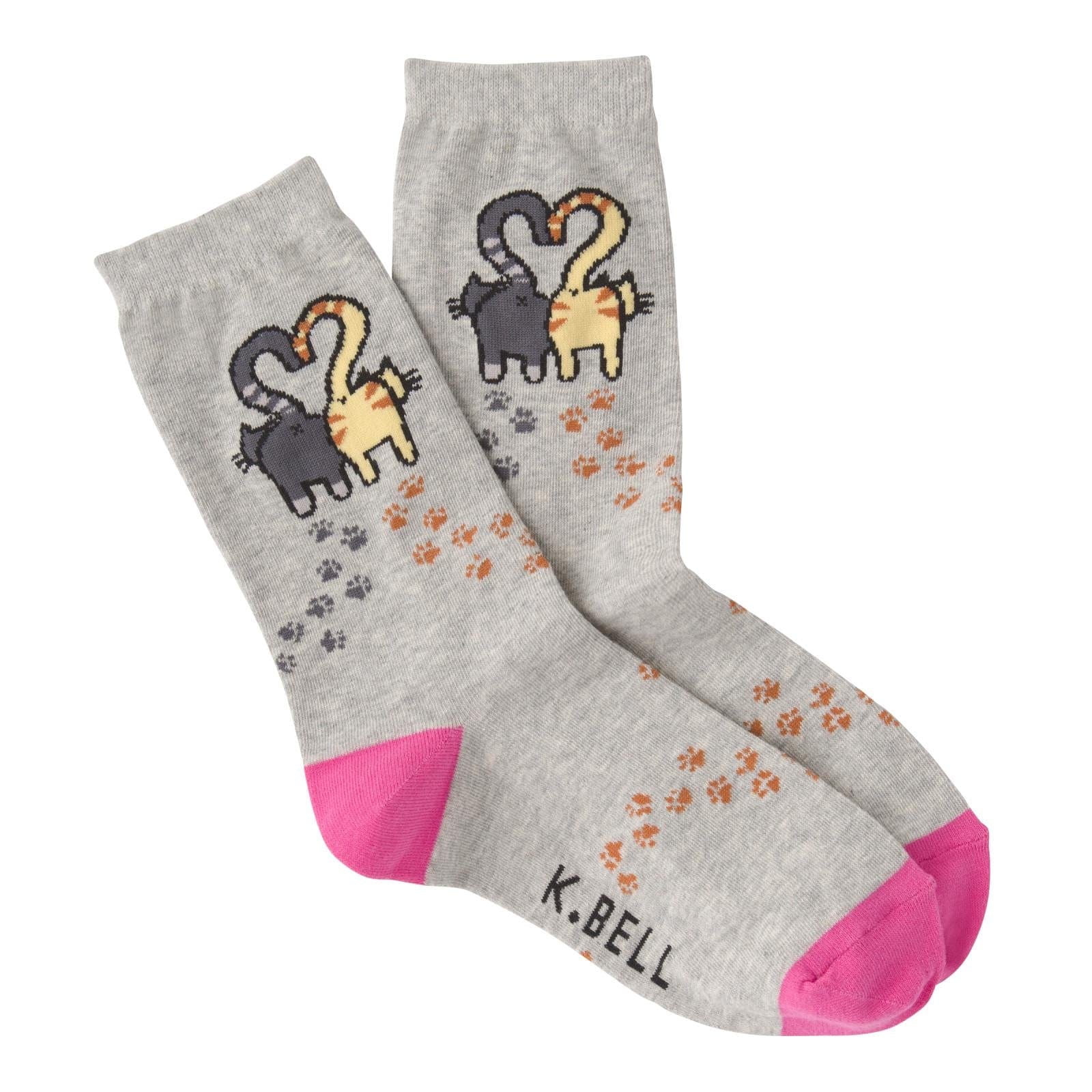 Cat Love Women's Crew Socks Grey