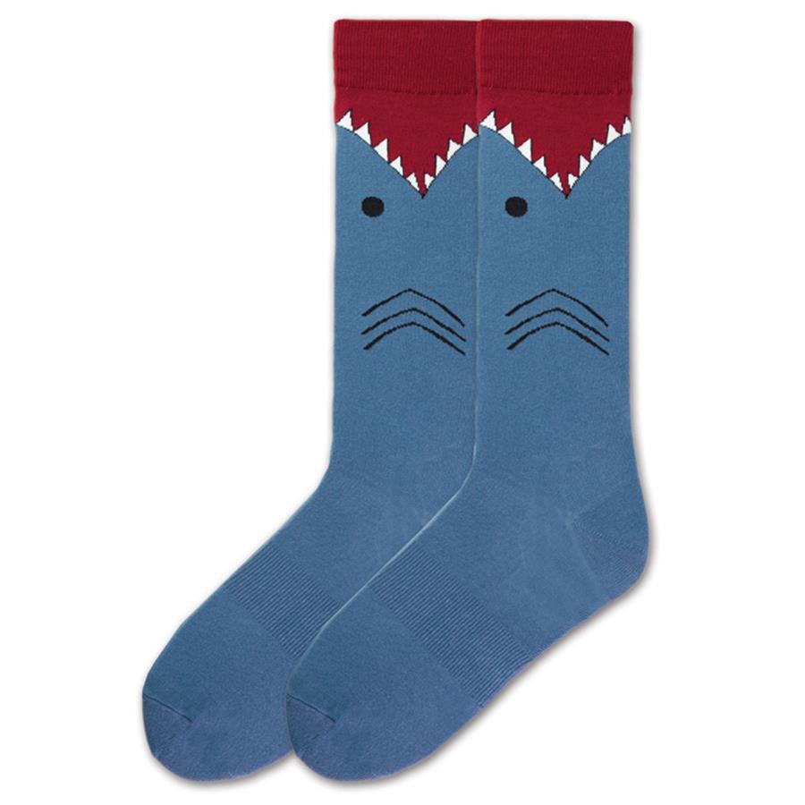 Shark Socks Men’s King Size Crew Sock Shoe Size 13-15 / Blue
