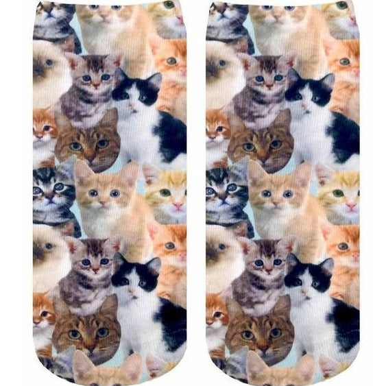 Kitty All Over Ankle Socks Brown