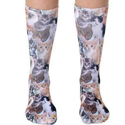 Kitty All Over Socks Unisex Crew Sock Brown