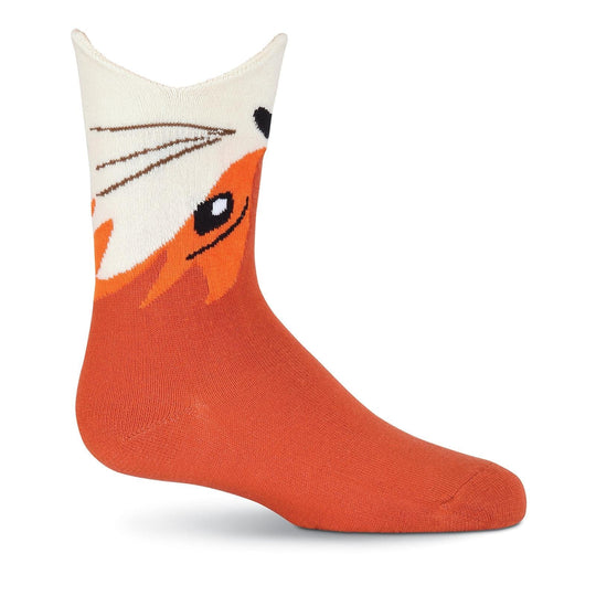 Wide Mouth Fox Kid's Crew Socks Orange