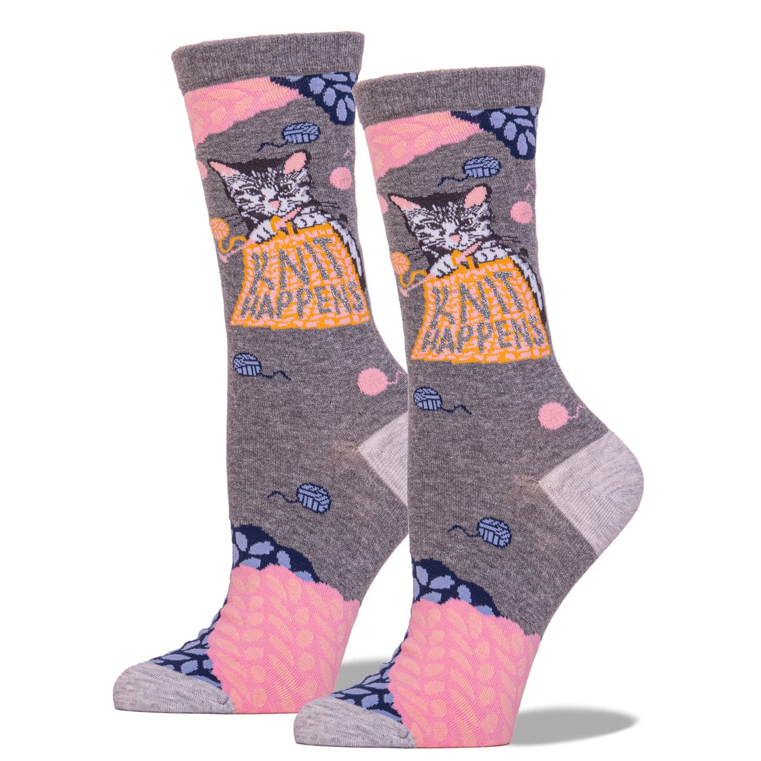 Knit Happens Women's Crew Socks Grey