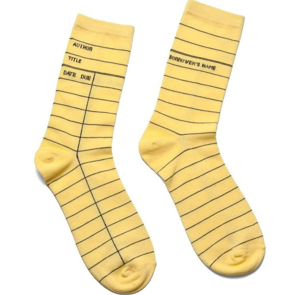 Library Card Socks Unisex Crew Sock Men's / Yellow