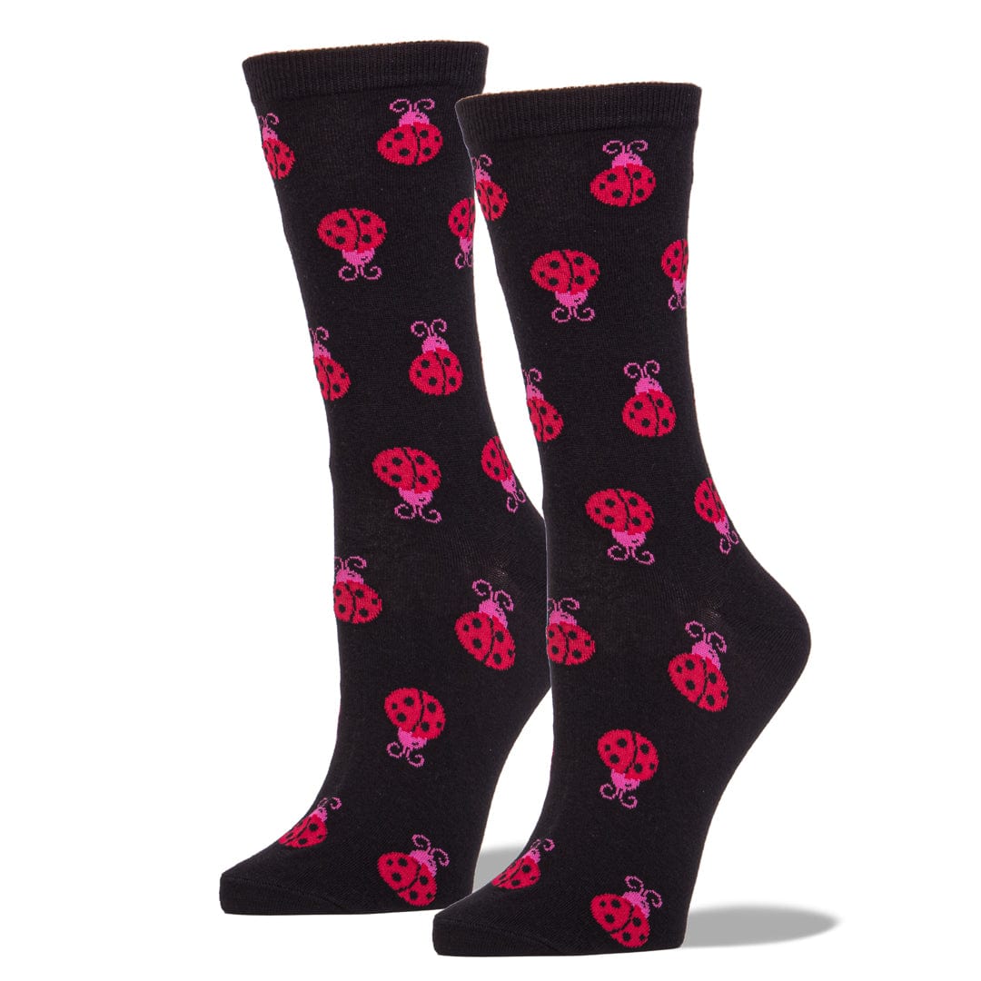 Ladybug Socks Women&#39;s Crew Sock Black